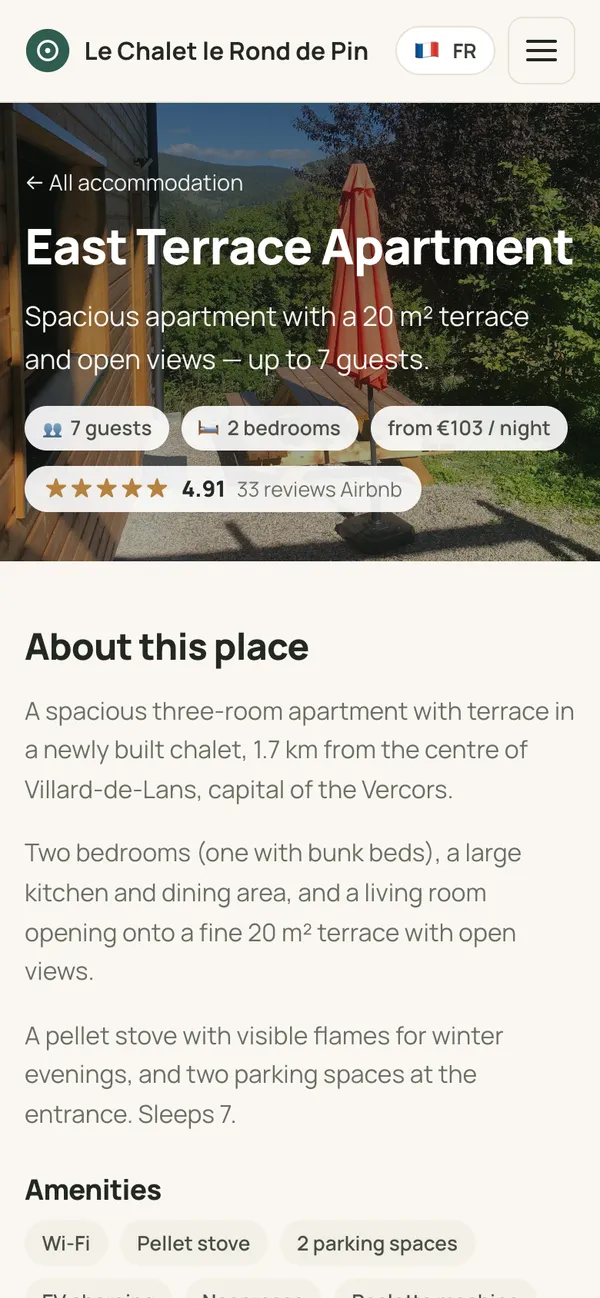 The same website on a phone