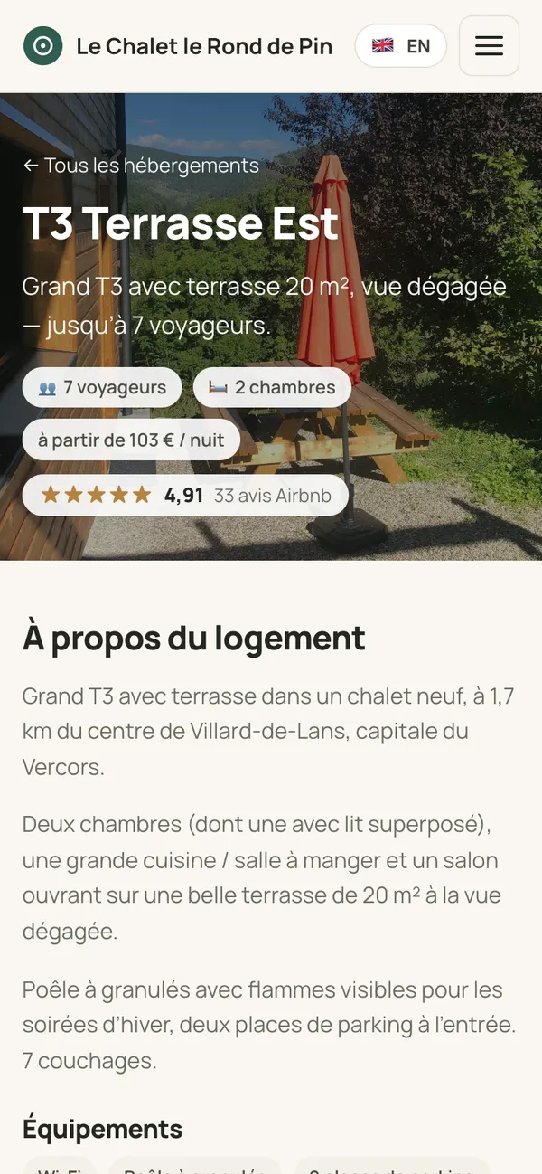 Le même site sur un téléphone